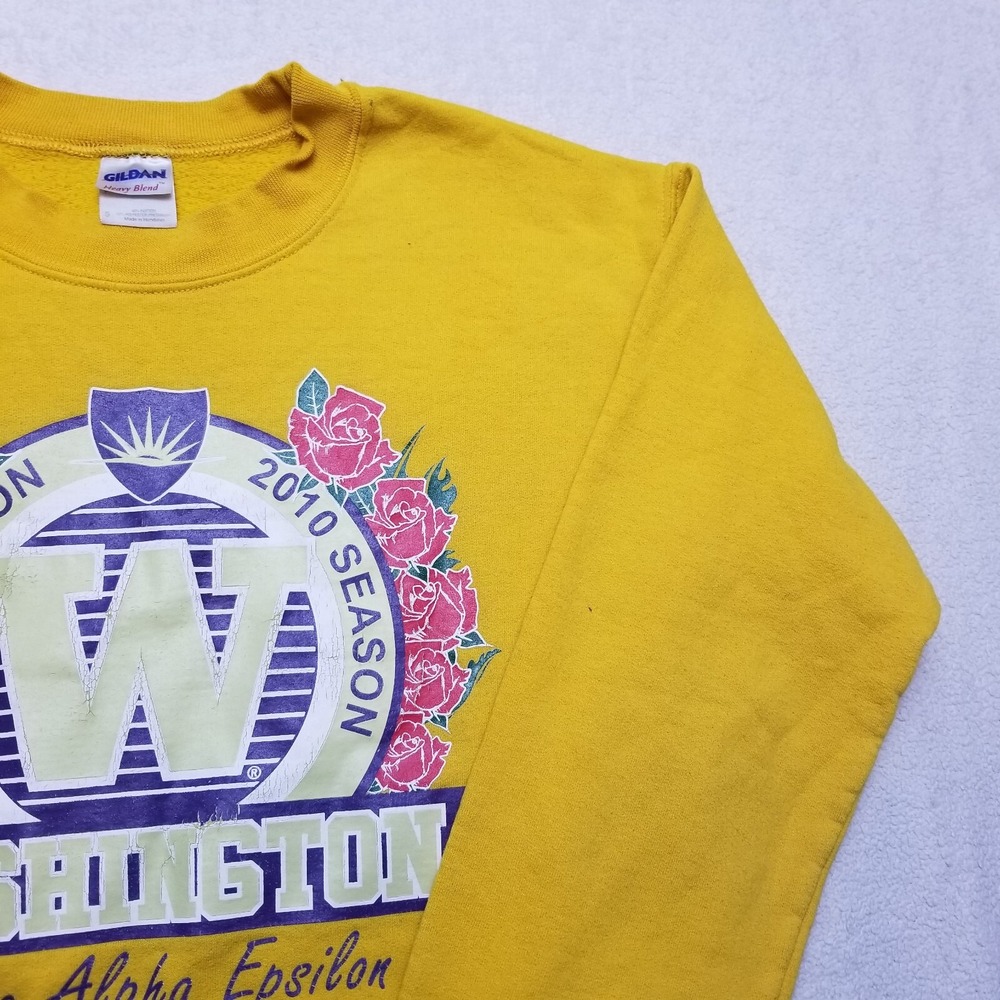 Sigma Alpha Epsilon Frat  SAE university of Washington yellow Crew Neck Size Sm - Picture 12 of 15